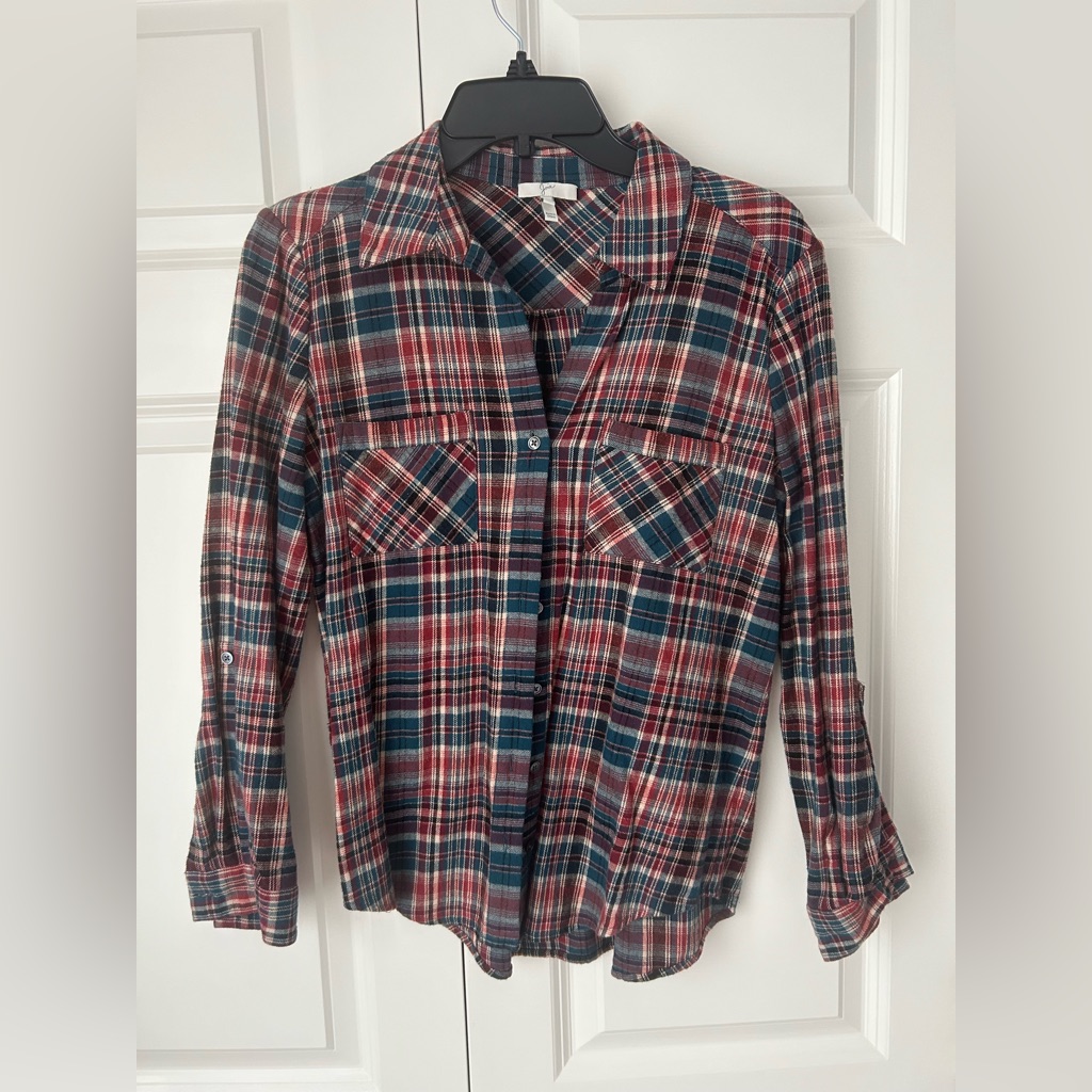 Joie Flannel Shirt Size Xs - Red/Blue/Teal - Like New!!